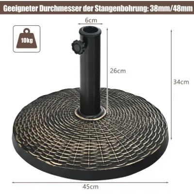 Stojan na slnečník zo syntetickej živice s priemerom 46 cm z bronzu