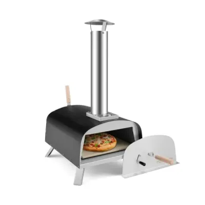 Prenosná vonkajšia pec na pizzu s drevom na dvore Pizza Maker Silver + Black