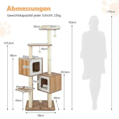 163 cm vysoký strom na šplhanie Moderný drevený škrabák Príroda