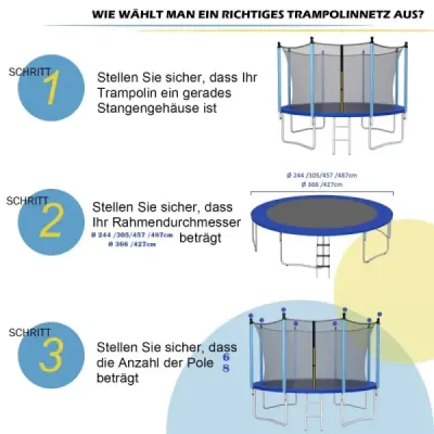 ?427 cm bezpečnostná sieť na trampolínu pre záhradné trampolíny náhradná sieť vnútri čierna