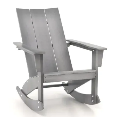 Hojdacie kreslo vonkajšie Adirondack záhradné kreslo z HDPE 93 x 55,5 x 90 cm sivá