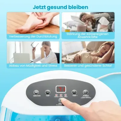 Masážny kúpeľ na nohy Kúpeľ na nohy s odnímateľným pedikérskym kameňom 1-hodinové automatické vypnutie Modrá