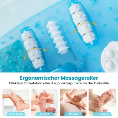 Masážny kúpeľ na nohy Kúpeľ na nohy s odnímateľným pedikérskym kameňom 1-hodinové automatické vypnutie Modrá