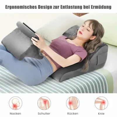 Sada klinových vankúšov ergonomický chrbtový vankúš s bočnými vreckami a prateľným poťahom podporný vankúš na krk 47,5 x 23,5 x 54 cm sivá