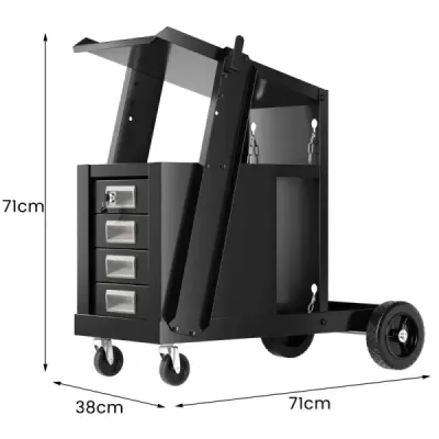 Zváračský vozík so 4 zásuvkami a držiakom na plynovú fľašu 71 x 38 x 71 cm čierny