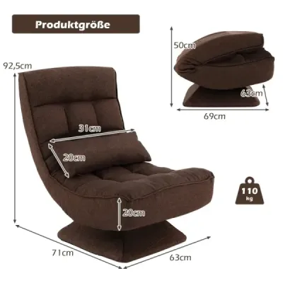 360° otočná stolička s operadlom a bedrovým vankúšom Stolička Lazy Sofa Brown