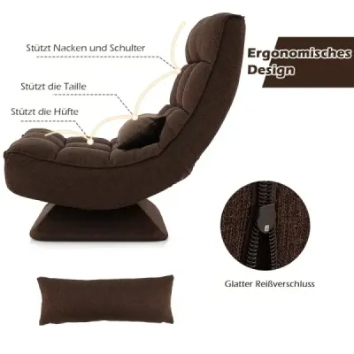 360° otočná stolička s operadlom a bedrovým vankúšom Stolička Lazy Sofa Brown