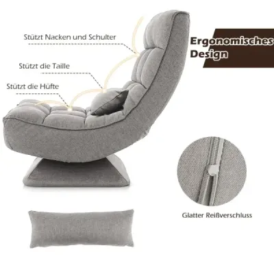 360° otočná stolička s operadlom a bedrovým vankúšom Stolička Lazy Sofa Grey