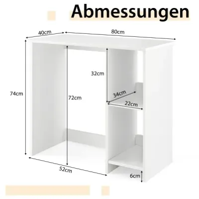 Malý písací stôl s 2 priehradkami Počítačový stôl Kancelársky stôl PC stôl 80 x 40 x 74 cm Biely