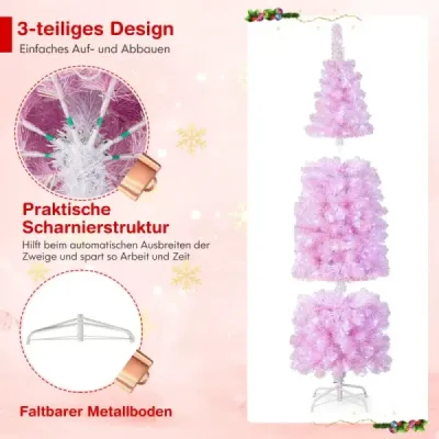 180 cm umelý vianočný stromček s 250 studenými bielymi LED diódami Slim Christmas Tree Pink