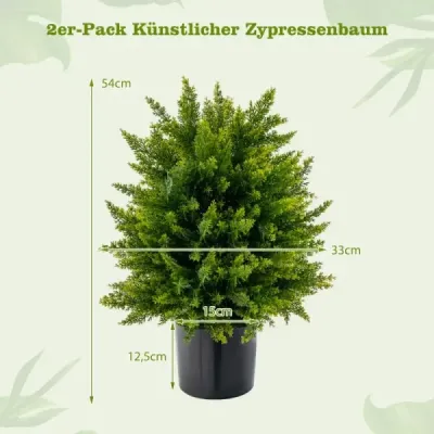 Sada 2 55 cm umelých rastlín s črepníkom Cédrový buxus Umelý strom pre domácu kanceláriu Zelená