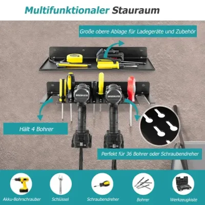 Nástenná polica na náradie so 4 otvormi a 36 otvormi na vŕtanie Organizér na náradie Držiak na náradie