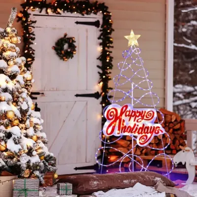 170cm LED vianočný stromček s meniacimi sa farbami a 6 svetelnými režimami a písmenami a hviezdou