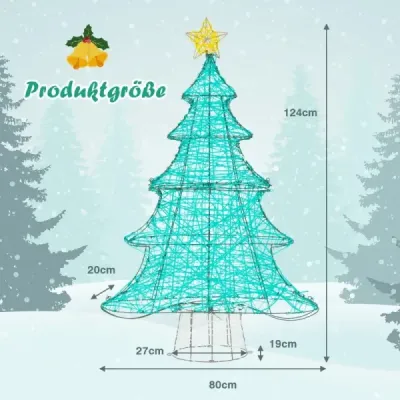 123 cm LED umelý vianočný stromček s rozprávkovými svetlami a hviezdou s rozprávkovými svetlami a hviezdou