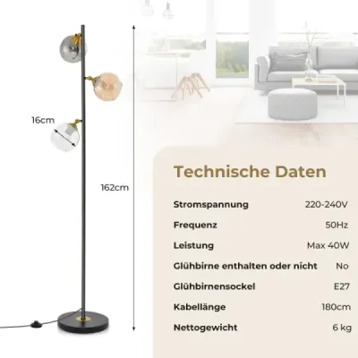 162cm stojaca lampa 3 plamene voľne stojaca stojaca lampa s nožným spínačom kovový stožiar lampa na čítanie pre obývaciu izbu spálňa