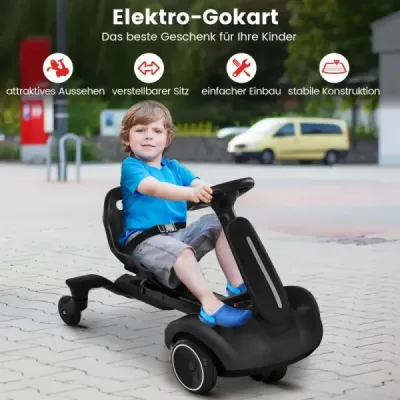 6V motokára elektrické driftovacie auto pre deti elektrická motokára s dvojsmerne nastaviteľným sedadlom čierna