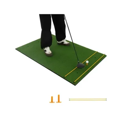 Podložka na odpalisko 3 v 1 pre golf s umelým trávnikom 2 golfové odpaliská 2 zarovnávacie tyče a 6 predvŕtaných otvorov na odpalisko 152 x 92 cm