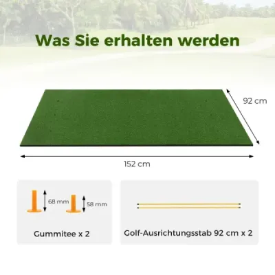 Podložka na odpalisko 3 v 1 pre golf s umelým trávnikom 2 golfové odpaliská 2 zarovnávacie tyče a 6 predvŕtaných otvorov na odpalisko 152 x 92 cm