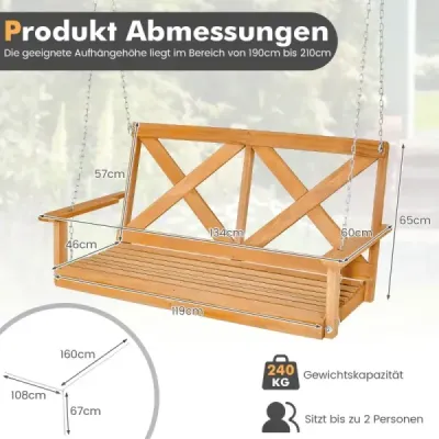 Hollywoodska hojdačka pre 2 osoby s nastaviteľnými reťazami s nosnosťou do 240 kg 134 cm Príroda