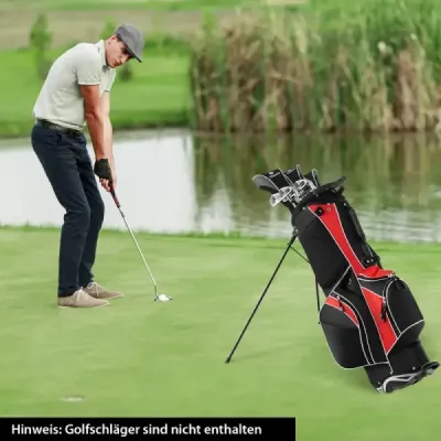 Golfový bag so stojanom a držiakom na dáždnik 7 stojanov vrátane chladiaceho vaku a ramenného popruhu červený