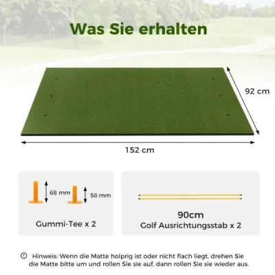 Golfová podložka na odpalisko 2 gumové odpaliská a 2 zarovnávacie tyče 6 pozícií na odpalisko 152 x 92 cm Hrúbka 20 mm