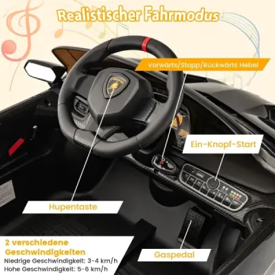 Detské elektrické auto Lamborghini s diaľkovým ovládaním a LED svetlometmi a klaksónom a hudbou Detské auto ružové