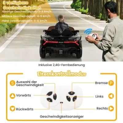 Detské elektrické auto Lamborghini s diaľkovým ovládaním a LED svetlometmi a klaksónom a hudbou Detské auto ružové