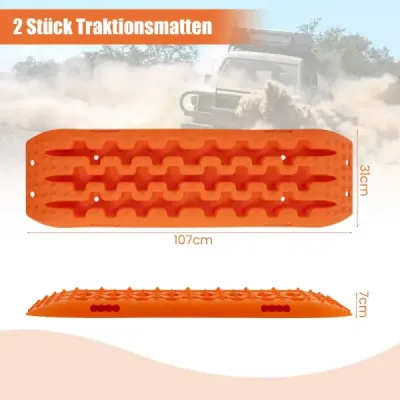 2 kusy nárazníkov pieskové dosky offroad rebrík na piesok/blato/sneh 107 x 31 x 7 cm oranžová