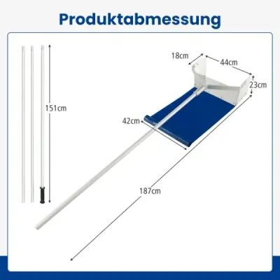 Snehová radlica na strechu Strešná snehová radlica s teleskopickou rukoväťou a protišmykovým držadlom 624 x 44 x 23 cm