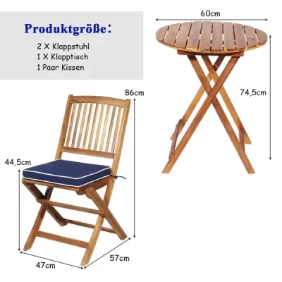 3-TLG. Súprava nábytku na terasu s okrúhlym stolom a 2 stoličkami a 2 poduškami Ergonomická sedacia súprava červená