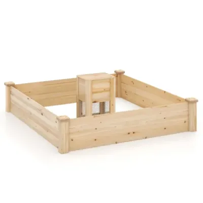 Vyvýšený záhon s kompostovacím zásobníkom drevený záhradný záhon s objemom 300 l box na sadenie 124 x 124 x 25,5 cm