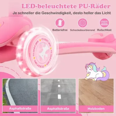 Skladacia detská kolobežka s PU LED kolesami a zadnou brzdou Výškovo nastaviteľná kolobežka Pink