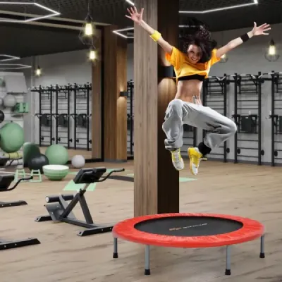 ?101 cm skladacia mini trampolína Fitness trampolína s výškovo nastaviteľnou rukoväťou Modrá + čierna