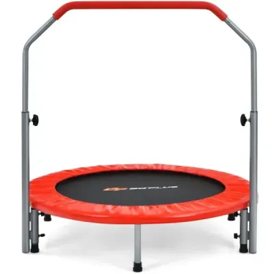 ?101 cm skladacia mini trampolína Fitness trampolína s výškovo nastaviteľnou rukoväťou Modrá + čierna