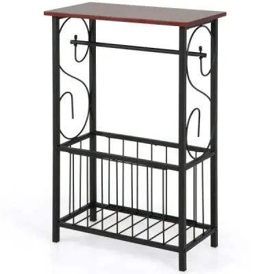 Bočný stolík s policou a košom a držiakom na toaletný papier Kúpeľňová polica 37 x 20 x 55 cm