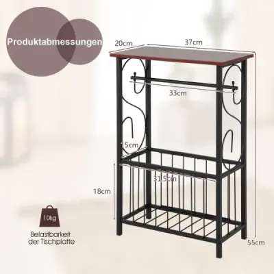 Bočný stolík s policou a košom a držiakom na toaletný papier Kúpeľňová polica 37 x 20 x 55 cm