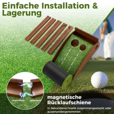 Golf Putting Mat s 2 jamkami a 3 golfovými loptičkami a umelým trávnikom Golf Mat Putting Trainer Green