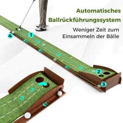 Golf Putting Mat s 2 jamkami a 3 golfovými loptičkami a umelým trávnikom Golf Mat Putting Trainer Green