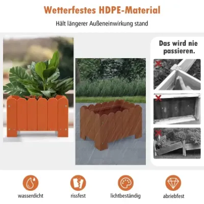 2er kvetináč odolný voči poveternostným vplyvom HDPE záhradný kvetináč obdĺžnikový 45 x 32 x 30 cm oranžový