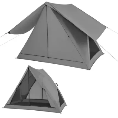 Pop Up stan pre 2-3 osoby 360° jednostranný priehľadný rodinný stan 225 x 145 x 161 cm Sivá