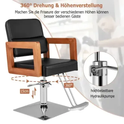 Hydraulické kadernícke kreslo Salónne kreslo pre kaderníkov s 360-stupňovým otáčaním 87 x 60 x 95-110 cm čierne