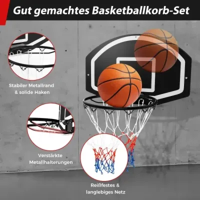 Basketbalový kôš vnútorný ? 40 cm Mini basketbalový kôš na montáž na dvere a stenu čierny