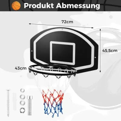 Basketbalový kôš vnútorný ? 40 cm Mini basketbalový kôš na montáž na dvere a stenu čierny