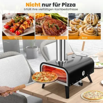 Vonkajšia nerezová pec na pizzu s kameňom na pizzu, šupkou na pizzu, teplomerom a taškou na prenášanie