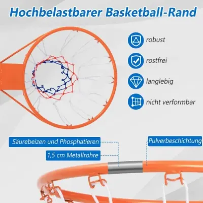 ?45cm Basketbalový kôš s krúžkom a sieťou na montáž na dvere a stenu Vnútorný mini basketbalový kôš čierny