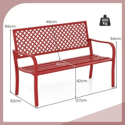 Záhradná lavička kovová lavička odolná voči poveternostným vplyvom pre 2-3 osoby parková lavička s operadlom 127 x 62 x 86 cm