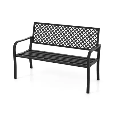 Záhradná lavička kovová lavička odolná voči poveternostným vplyvom pre 2-3 osoby parková lavička 127 x 62 x 86 cm čierna