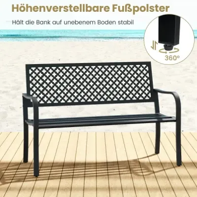 Záhradná lavička kovová lavička odolná voči poveternostným vplyvom pre 2-3 osoby parková lavička 127 x 62 x 86 cm čierna