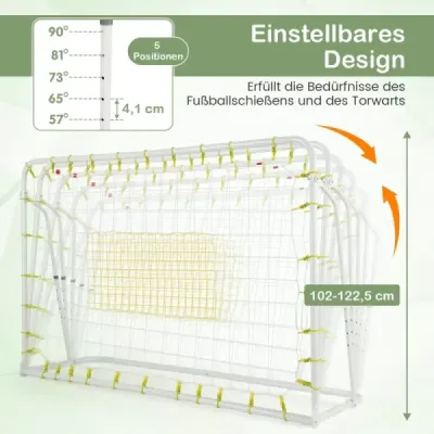 2 v 1 Futbalová bránka a odrazová doska Futbalové bránky 187 x 60 x 102-122,5 cm Detská futbalová bránka s nastaviteľnou výškou Biela