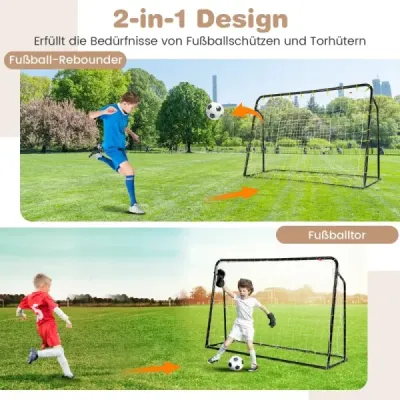 2 v 1 Futbalová bránka a odrazová doska Futbalové bránky 187 x 60 x 102-122,5 cm Detská futbalová bránka s nastaviteľnou výškou čierna